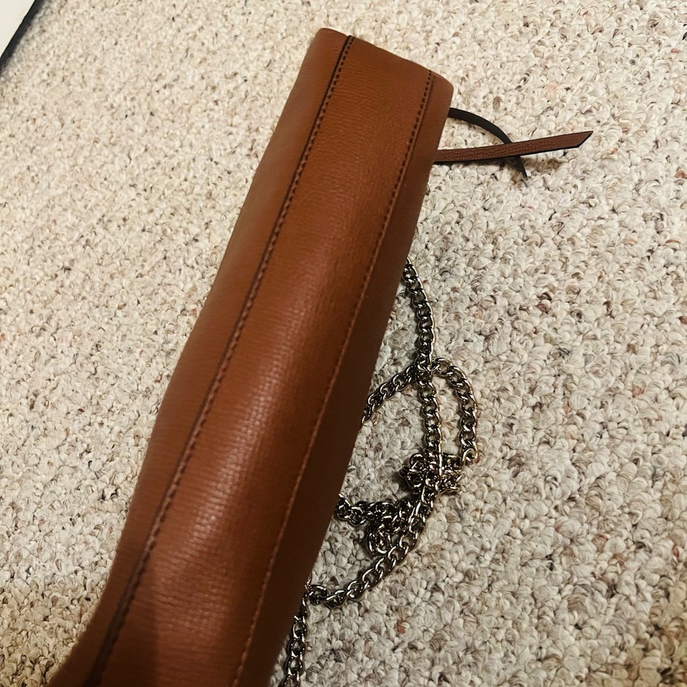 BURBERRY ABINGDON BROWN LEATHER
HOUSE CHECK CANVAS CROSSBODY CHAIN
CLUTCH BAG - Picture 2 of 4